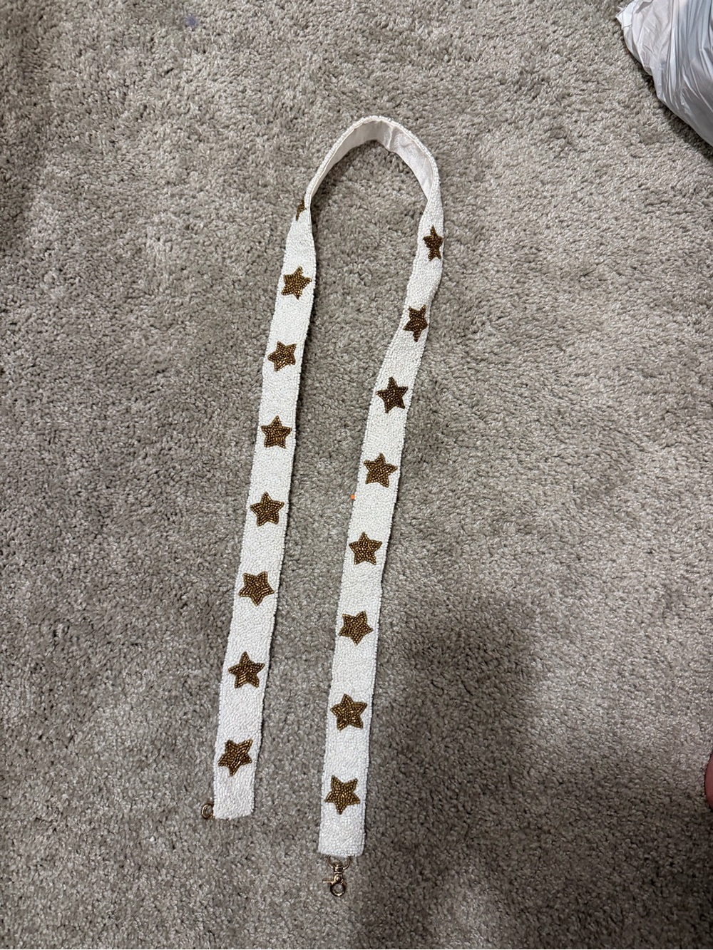White Beaded Strap with Gold Star Accents